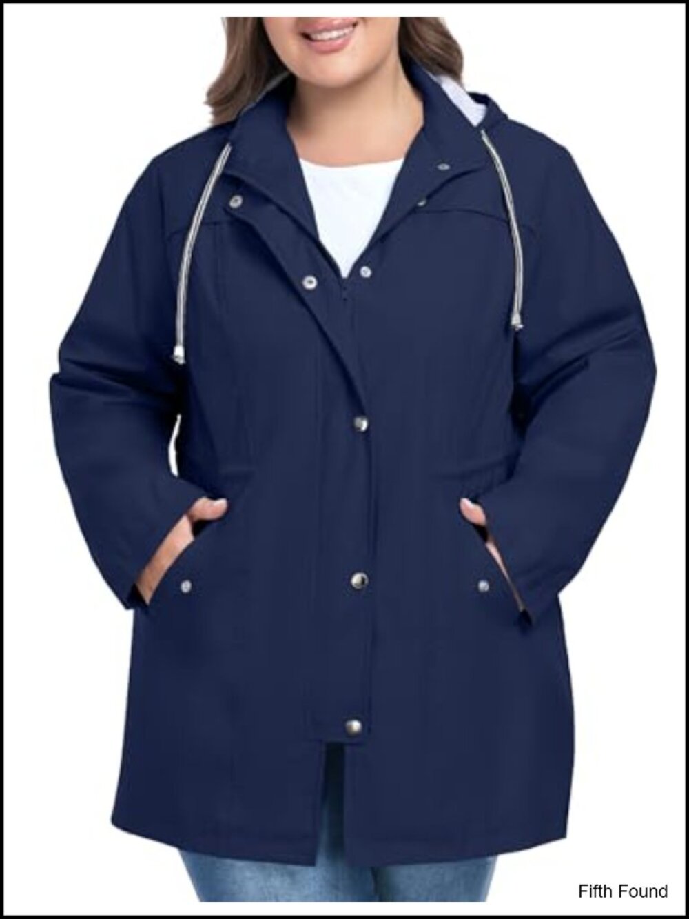 Plus Size Waterproof Rain Jacket with Hood Lightweight Trench Coat